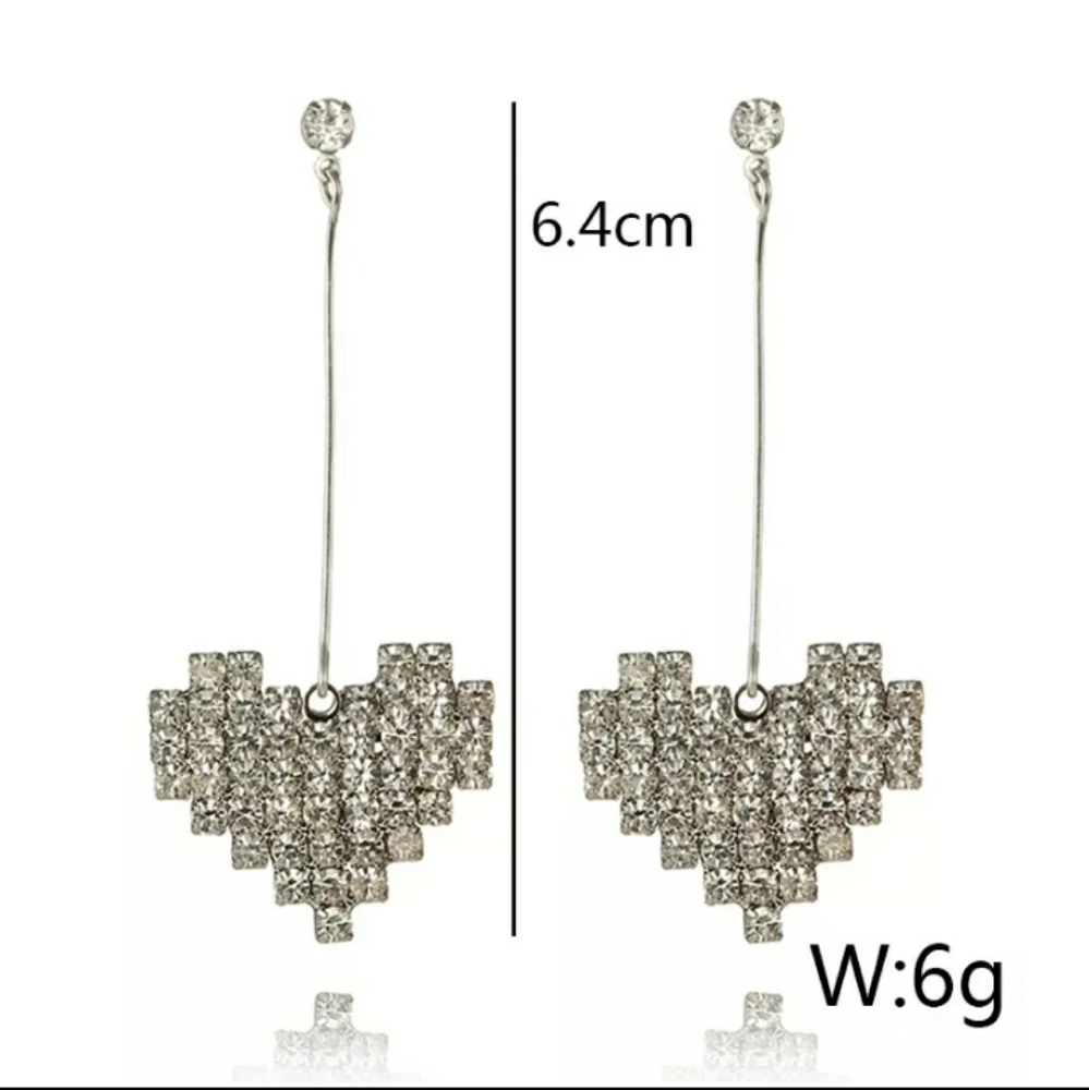 Beautiful Rhinestone Heart Earringsπππππ - Picture 10 of 11